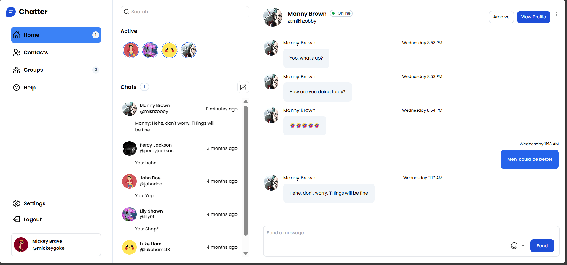 Chatter messaging interface